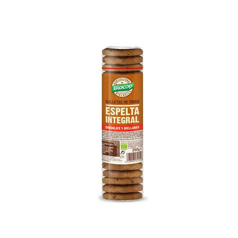 Galletas de Trigo de Espelta Integral, Chocolate y Avellanas Biocop 250 g