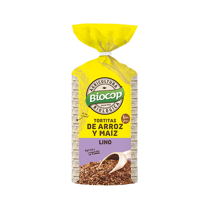 Biocop Tortitas Arroz Maíz Lino 200 gramos