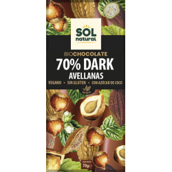 Sol Natural Dark Chocolate with Hazelnut 70%