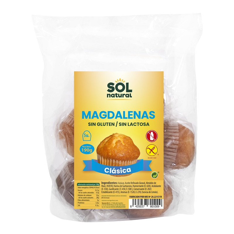 Sol Natural Magdalenas Clásicas sin Gluten 5 uds