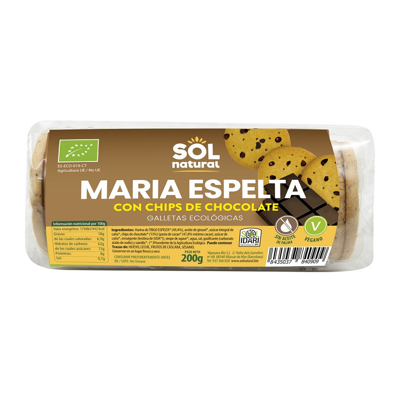Sol Natural Galletas María Espelta con Chips de Chocolate 200g