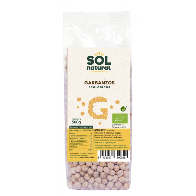 Sol Natural Garbanzos Bio 500g