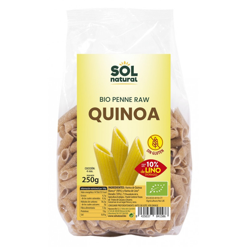 Sol Natural Penne de Quinoa con Lino Bio 250g