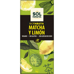 Sol Natural Chocolate with Matcha Tea and Lemon 70g