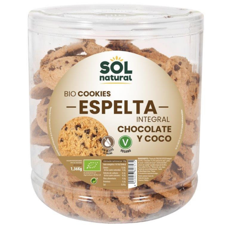 Bote de Cookies Espelta Choco Coco Solnatural 1360 gr