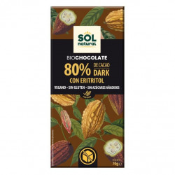Sol Natural Schokolade 80% mit Erythrit 70g
