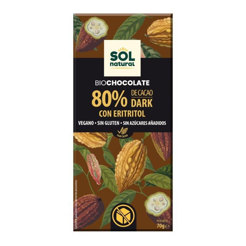 Sol Natural Chocolate 80% con Eritritol 70g