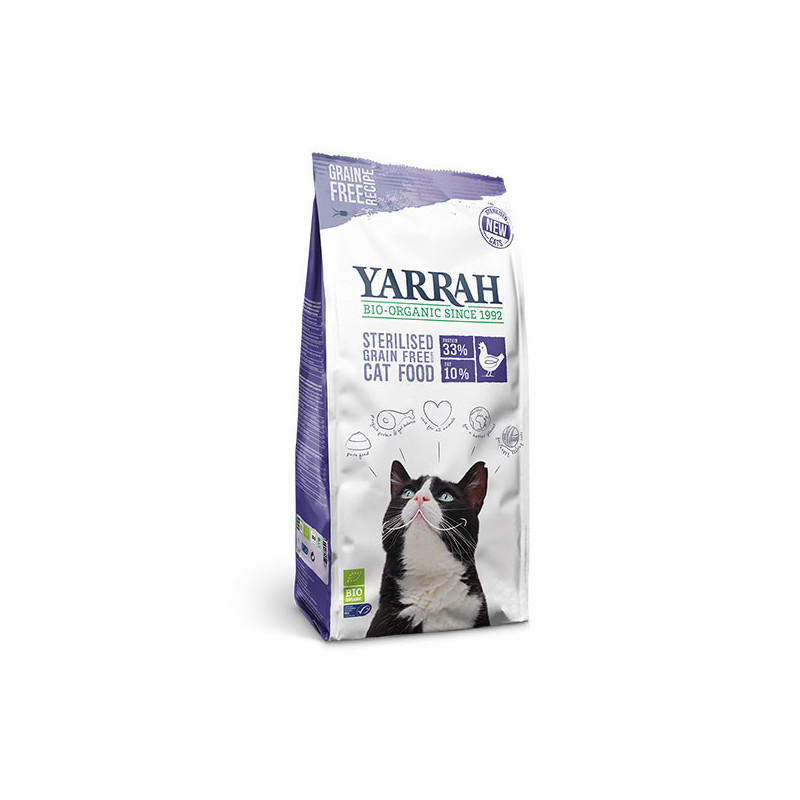 Yarrah Mangime per Pesci Bio Biologico Senza Cereali per Gatti Bio Sterilizzati 700g